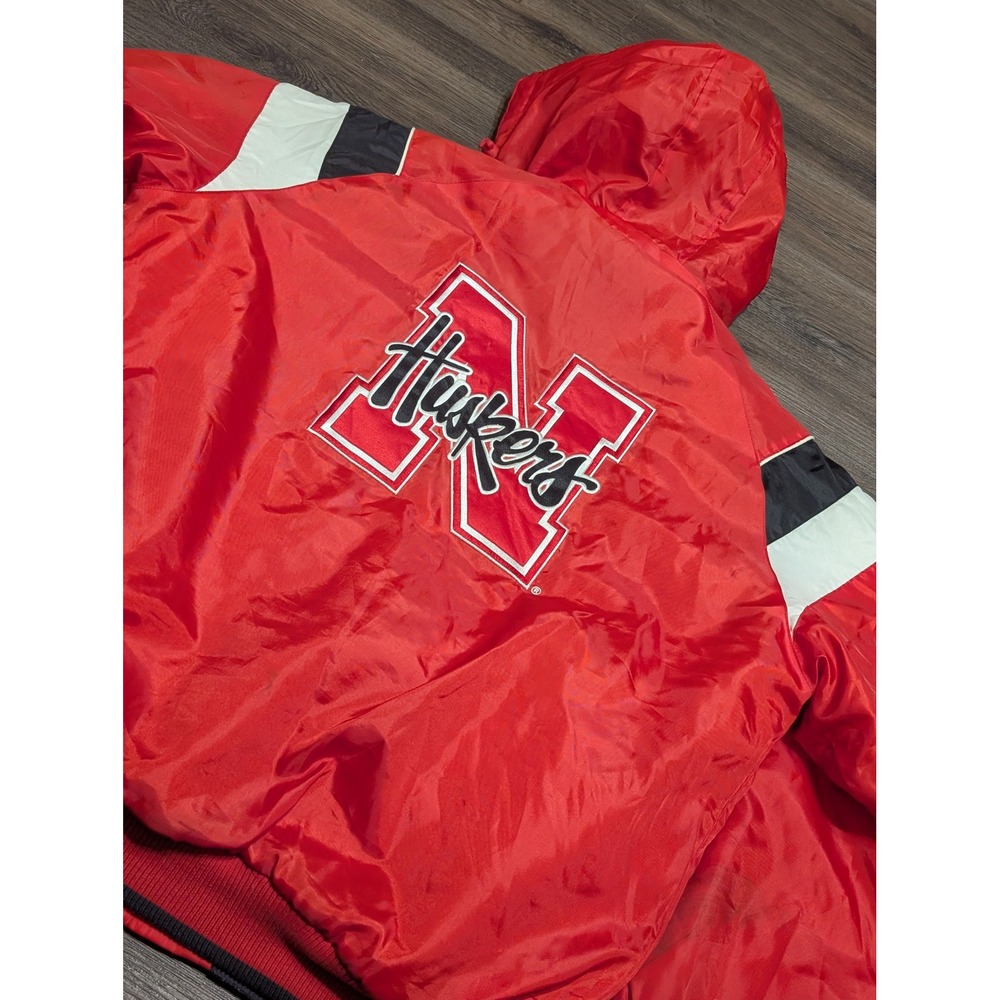 G-III Sports Nebraska Cornhuskers Hooded Puffer Jacket Red Mens Large Vintage
